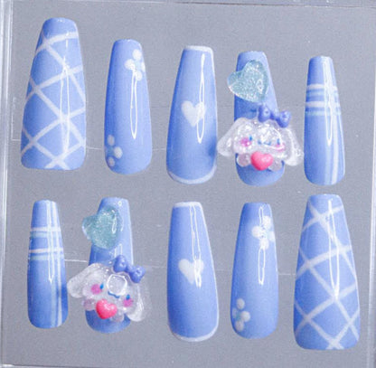 Sanrio Cinnamoroll Charm Nails | Custom Hand Painted Press On Nails | Birthday Gift | Livs Nail Lab