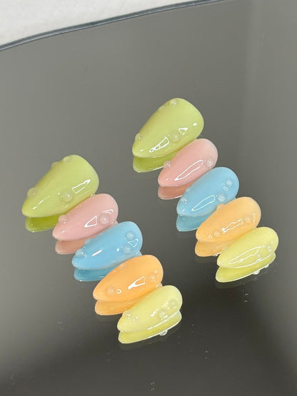 Pastel Bubble Press On Nails | Cute Nails| Wedding Nails | Birthday Gift | Hand Painted Nails | Custom Press On Nails | Livs Nail Lab