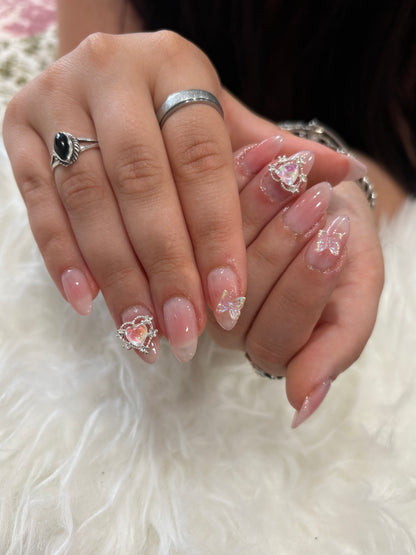 Press On Nails | Princess Core | Pastel Press On Nails | Dreamy Almond Nails | Cute Nails | Pink Nails | Livs Nail Lab