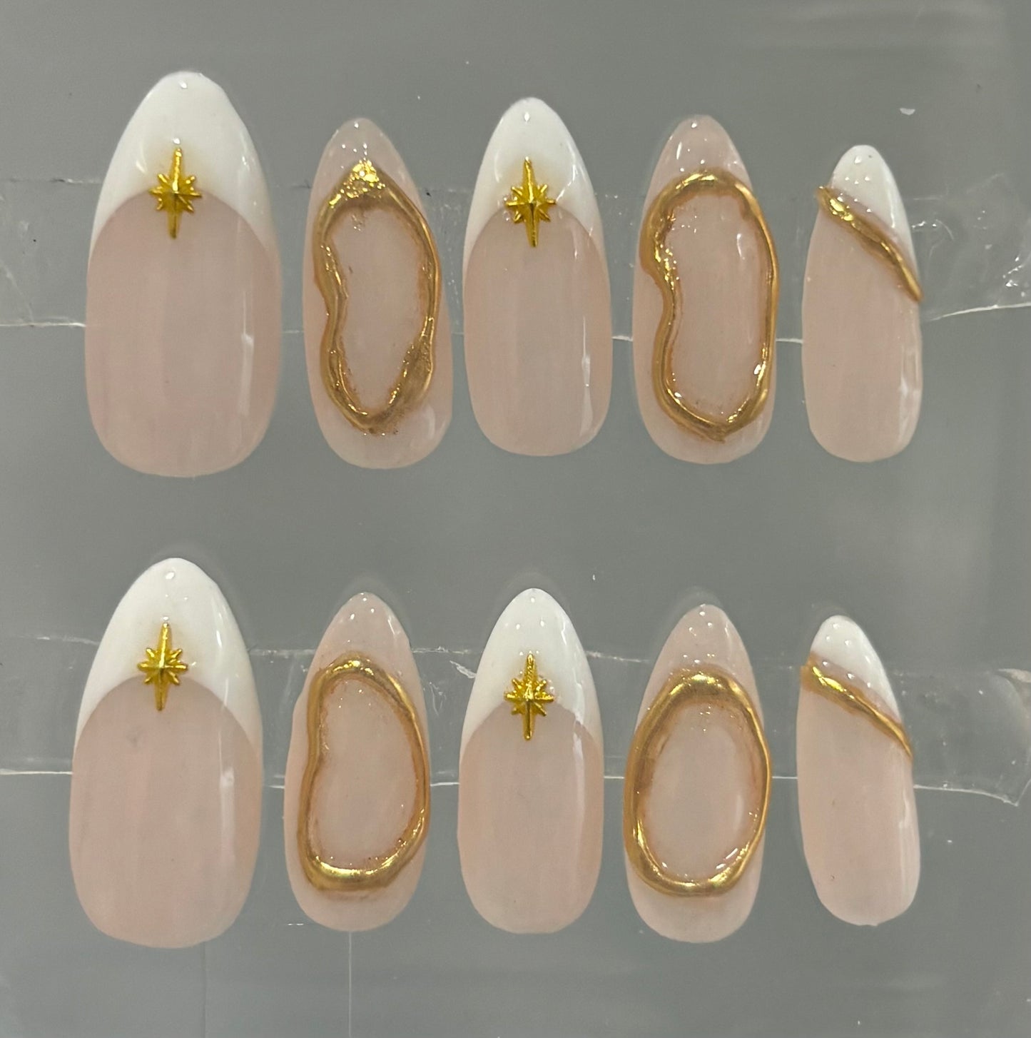 Press On Nails | French and Gold Nails |  Nails | Isolated Chrome Press Ons | Cute Chrome Nails  | Classy Wedding Nails | Livs Nail Lab