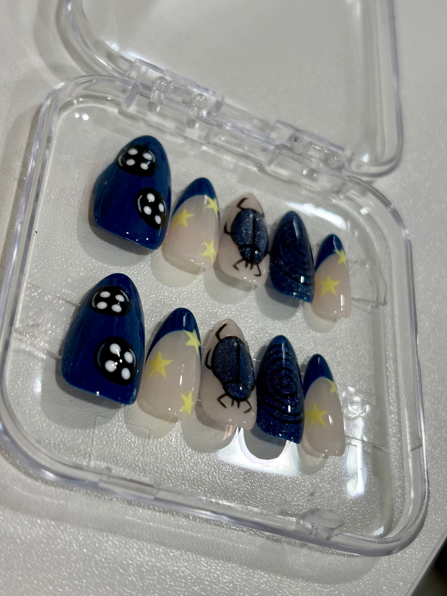 Coraline Press On Nails: Spooky Halloween Character Gel Almond Nails