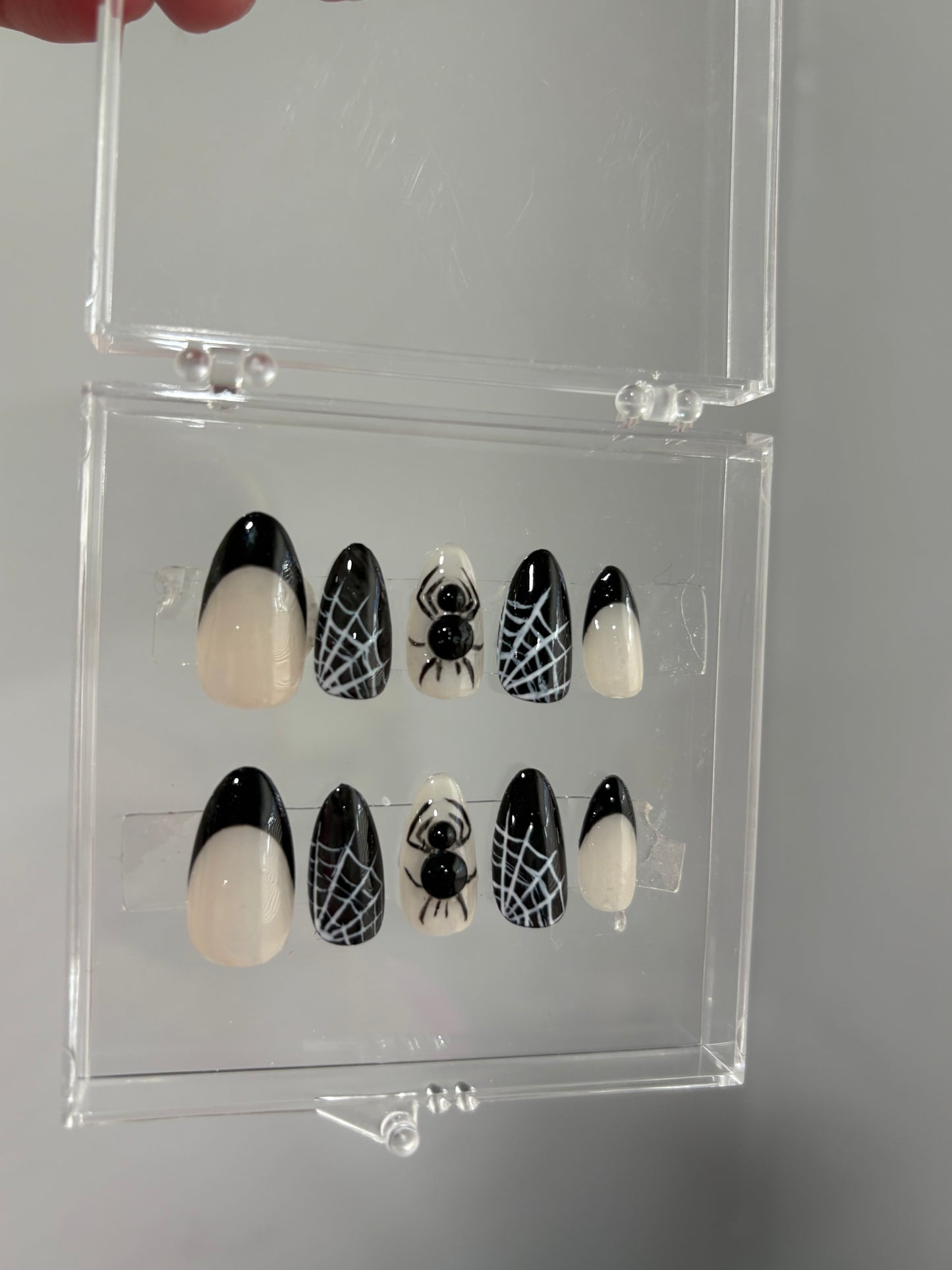 Press On Nails | Spider Nails | Halloween Press On Nails | Spooky Almond Nails | Dark Nails 3D Gel | Bug Nails | Livs Nail Lab