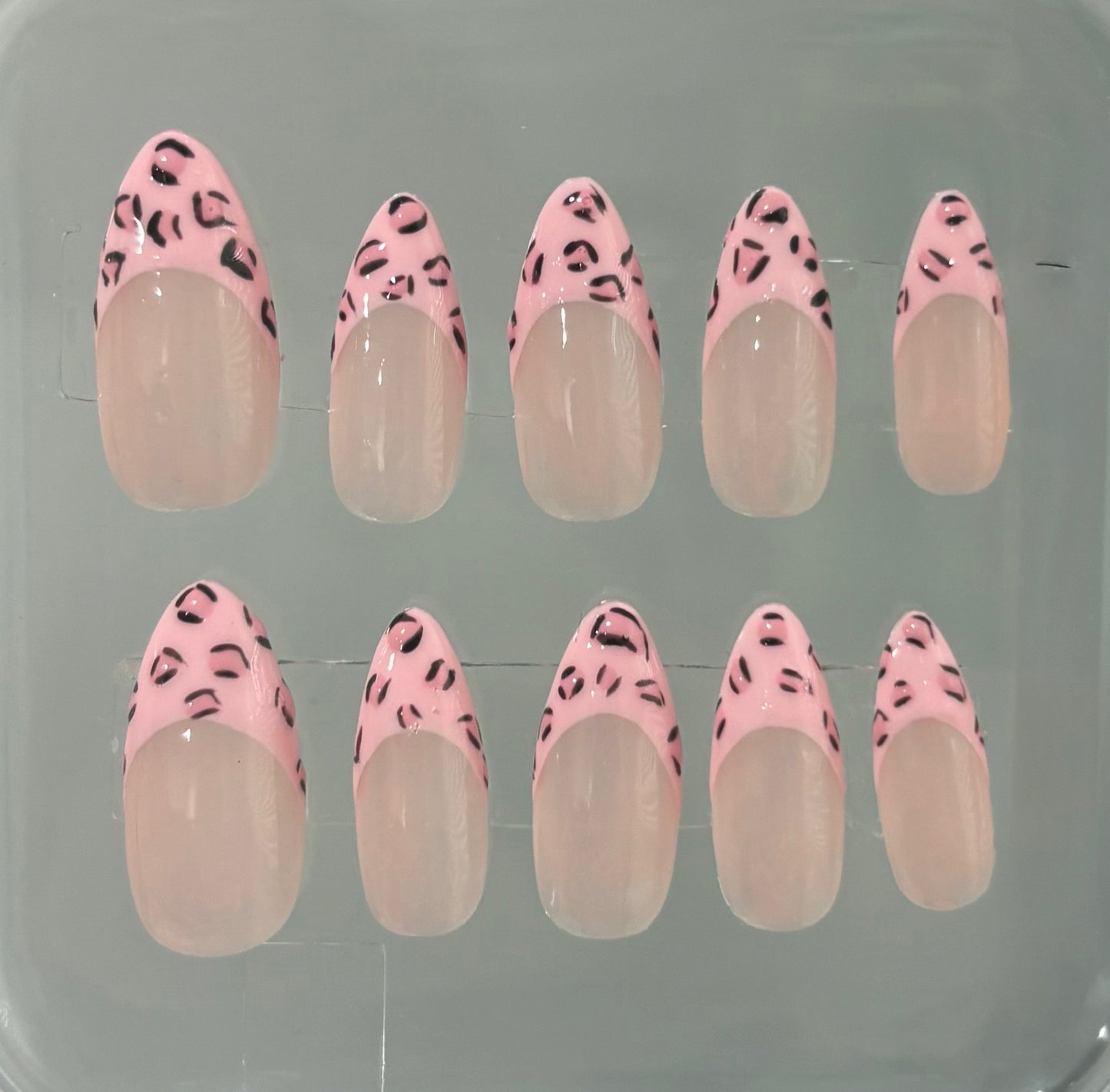 Press On Nails | Y2K Pink Cheetah Press On Nails | Hand Painted Nail | Pink and Black Gel Nail Art | Livs Nail Lab