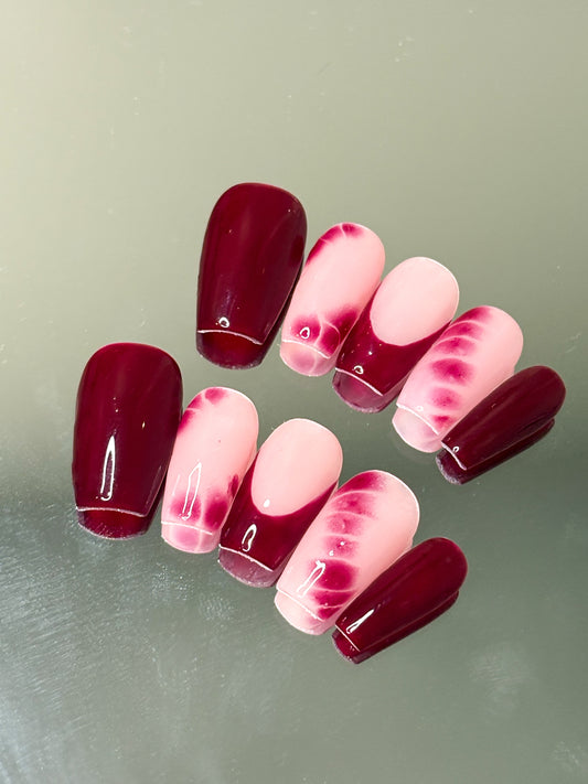 Blooming Burgundy Nails | Press On Nails | Stylish & Trendy Nail Design | Livs Nail Lab