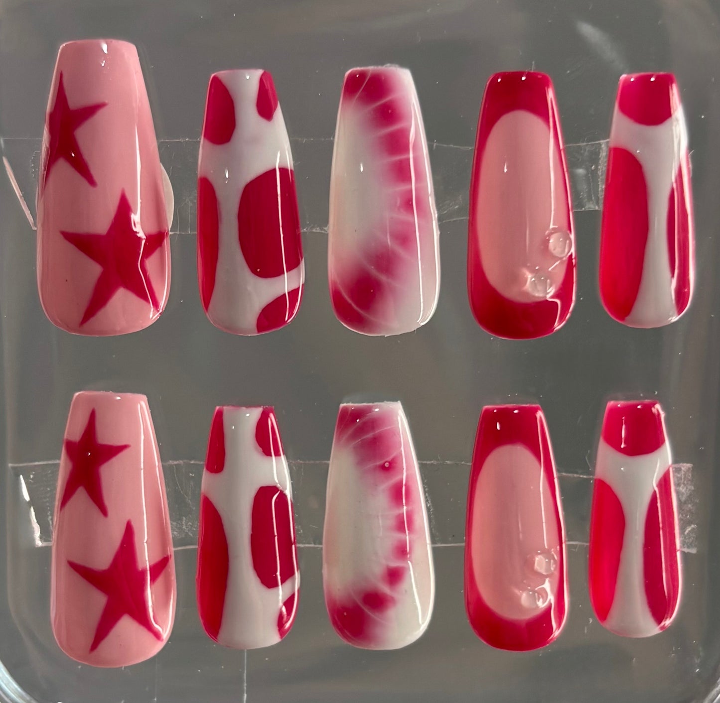 Lava Lamp Press On Nails| Hand Painted Nail | Pink and White Gel Nail Art | Liv's Nail Lab