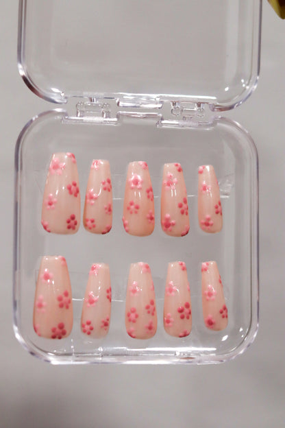 Press On Nails | Cherry Blossom | Flower Nails | Flower Petal Nails | Sakura Nails | Cherry Blossom Nails | Livs Nail Lab