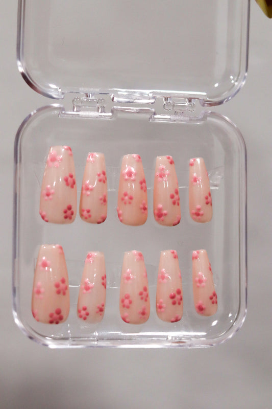 Press On Nails | Cherry Blossom | Flower Nails | Flower Petal Nails | Sakura Nails | Cherry Blossom Nails | Livs Nail Lab