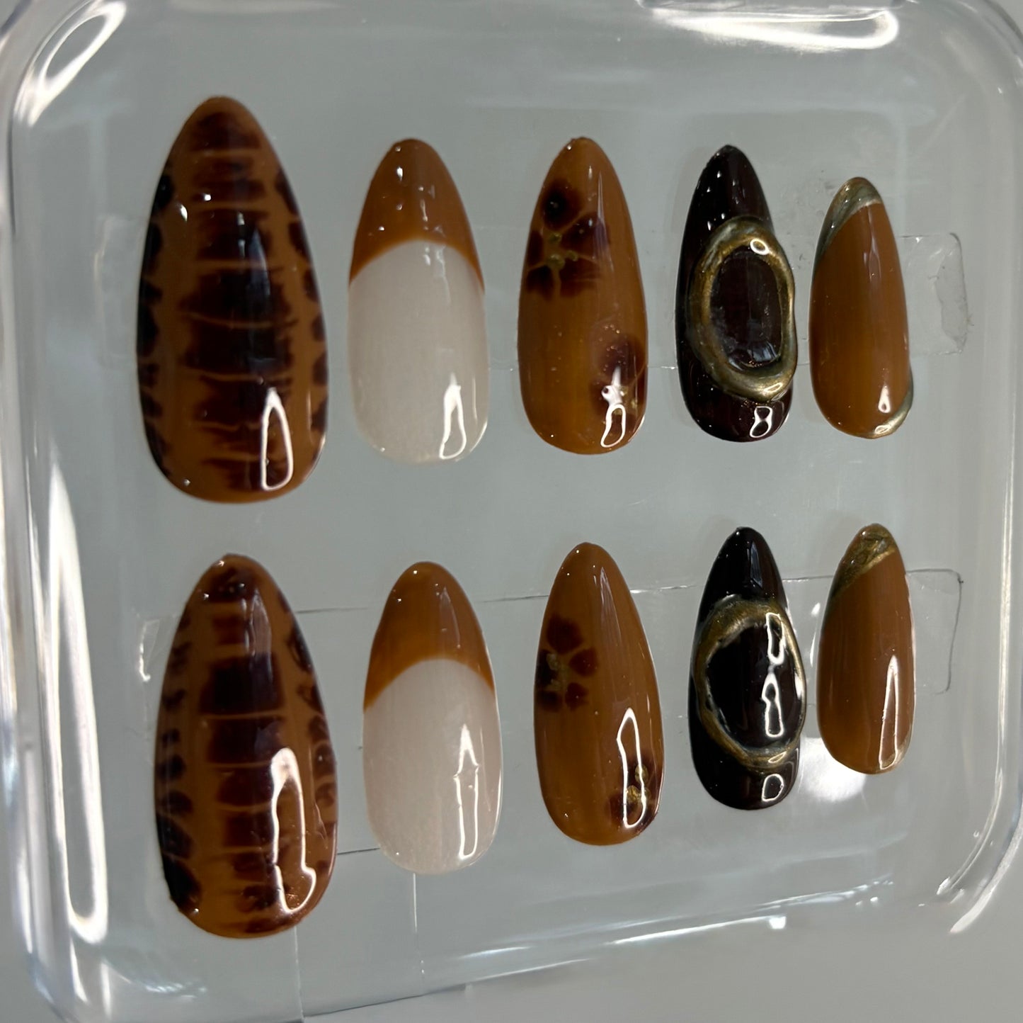 Press On Nails | Cappuccino Nails| 3D Chrome blooming Nails | Birthday Gift | Hand Painted Nails | Custom Press On Nails | Livs Nail Lab