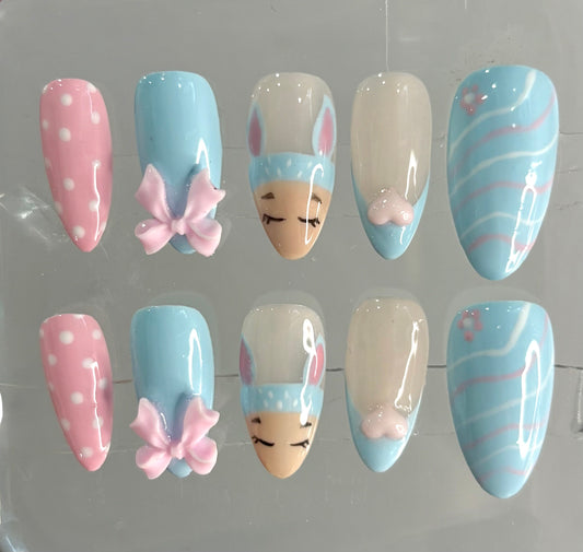Press On Nails | Sonny Angel Dreaming Hipper Nails | Cute Nails | Handmade Nail Art | Custom Hand Painted Press On Nails | Livs Nail Lab